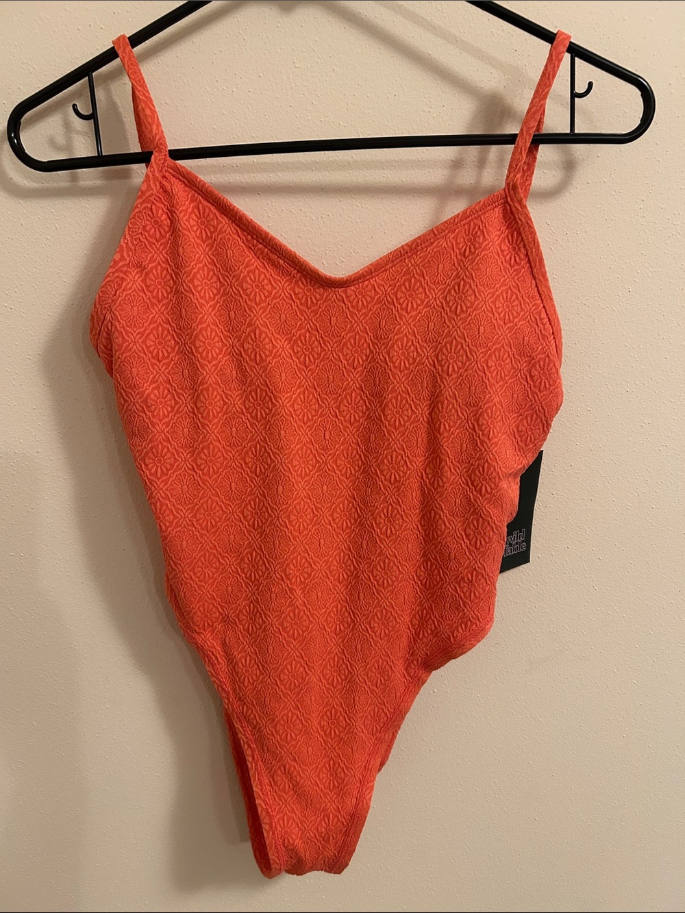 wild fable Textured Coral-Orange One-Piece Swimsuit